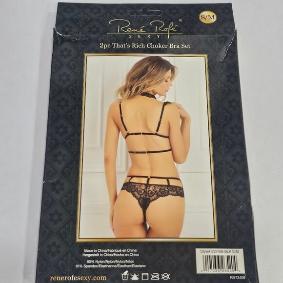 Rene Rofe That's Rich Wireless Choker and Bra 2-Piece Lingerie Set - Picture 3 of 5